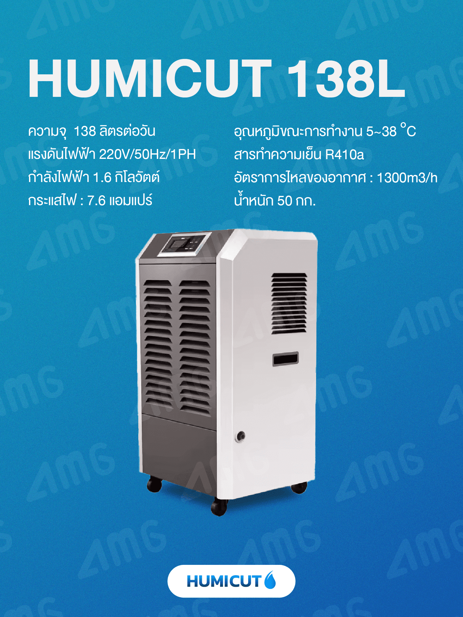 เครื่องลดความชื้นอุตสาหกรรม Humicut 138L