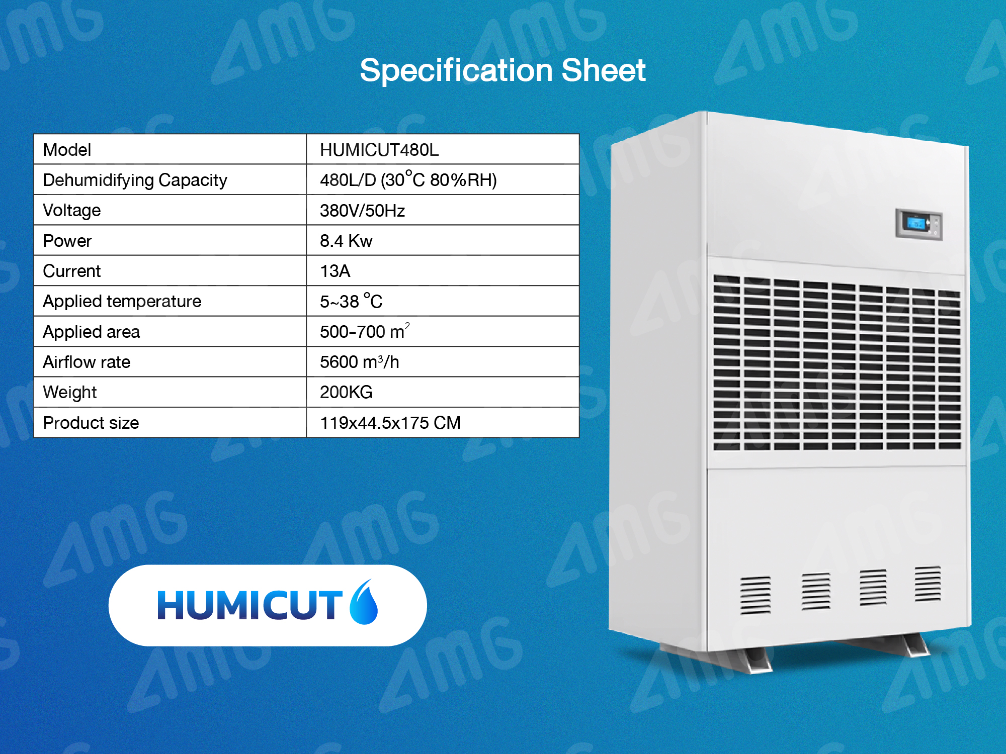 HUMICUT เครื่องลดความชื้นอุตสาหกรรม ขนาด 480 ลิตร รุ่น Humicut 480L (ระบบไฟฟ้า 3 เฟส)