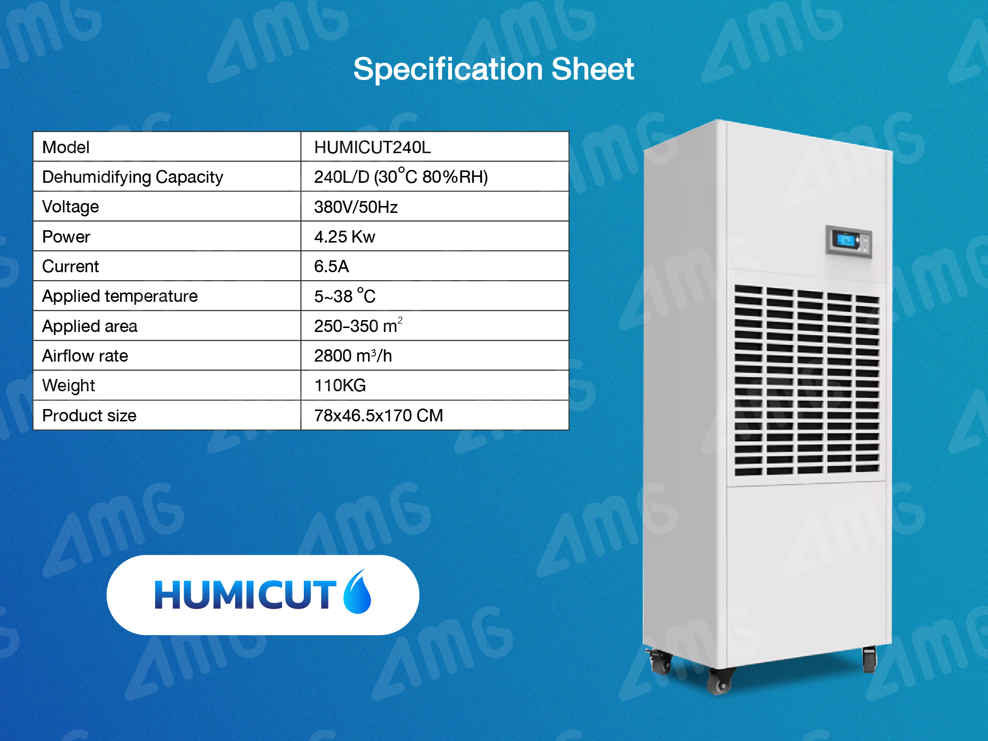 HUMICUT เครื่องลดความชื้นอุตสาหกรรม ขนาด 290 ลิตร รุ่น Humicut 290L (ระบบไฟฟ้า 3 เฟส)