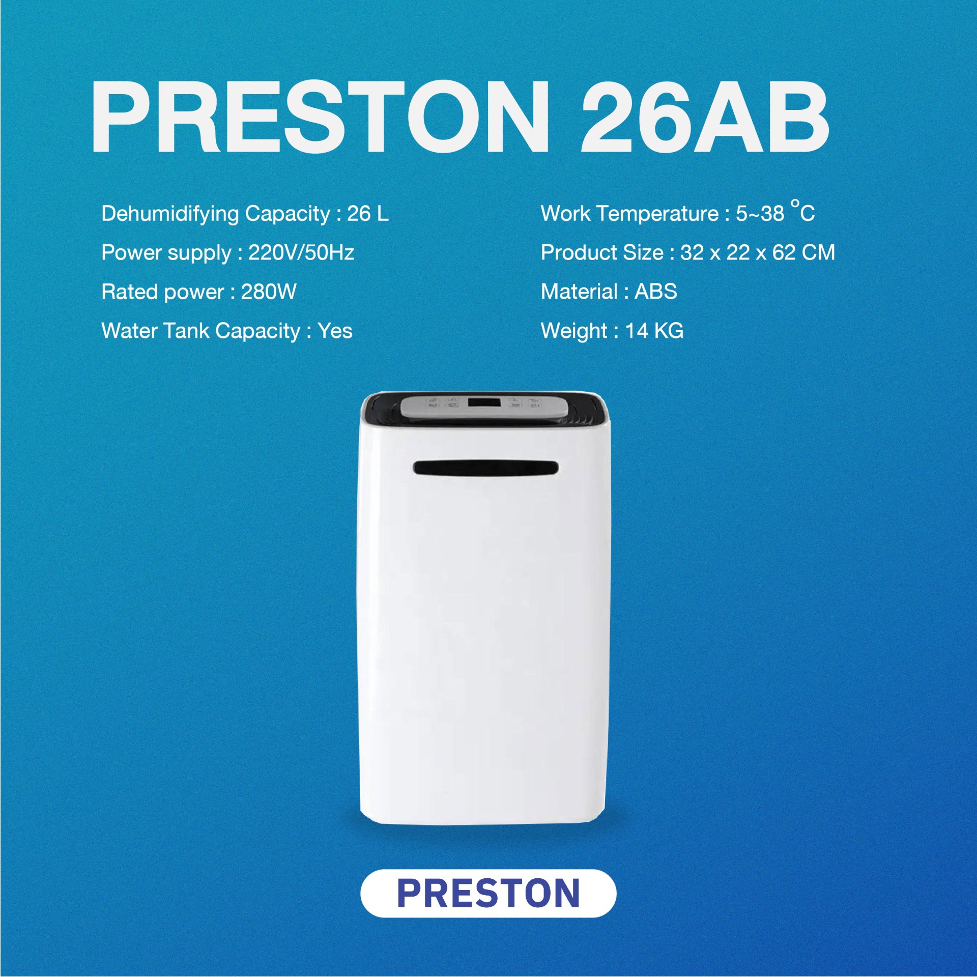 เครื่องลดความชื้น PRESTON รุ่น Preston 26AB